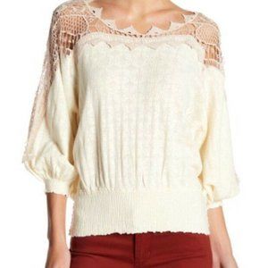Free People Love Lace Crochet Sweater Top